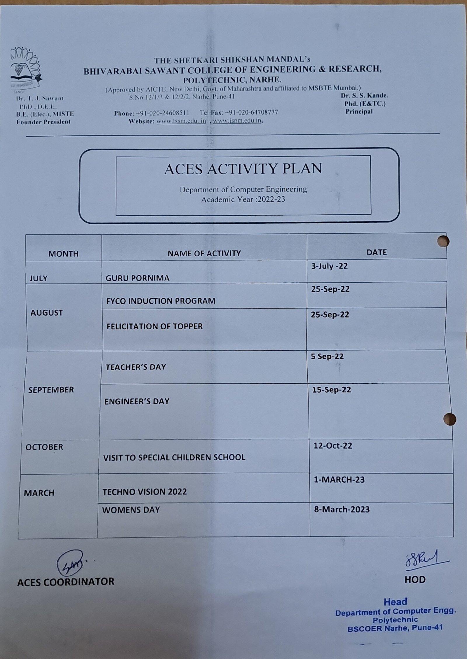 ACES Activity Plan